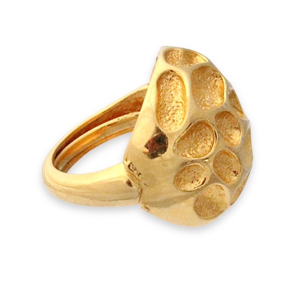 Vintage Roget Gold Plated Dome Ring Size 7.5 Brutalist Style Statement 1970s - Picture 3 of 5